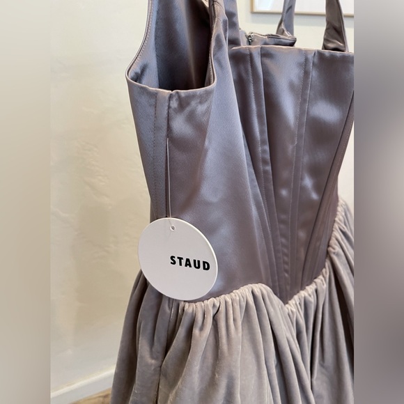 STAUD Landscape Dress corset dress silver tulle dress size 14 large - Picture 11 of 16